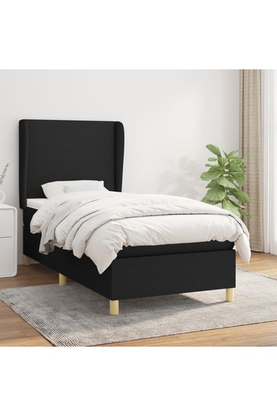 Concept Pat box spring cu saltea, negru, 80x200 cm, textil