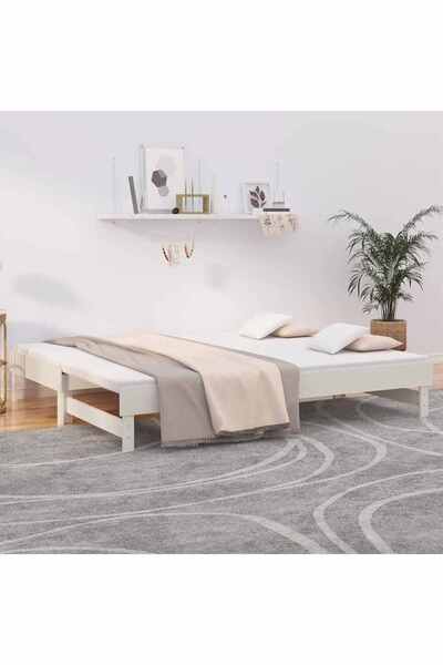 Concept Επεκτεινόμενο ανάκλιντρο, λευκό, 2x(80x200) εκ., μασίφ ξύλο πεύκου