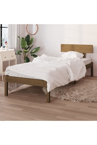 Concept Σκελετός Μονό κρεβατιού UK, μελί καφέ, 90x190 cm, μασίφ ξύλο πεύκου