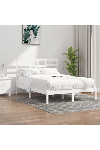 Concept Σκελετός κρεβατιού, λευκό, 140x200 cm, μασίφ ξύλο