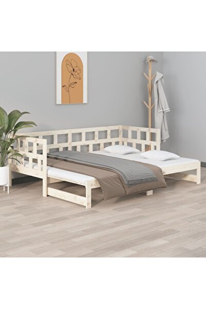 Concept Pat extensibil de zi, 2x(90x200) cm, lemn masiv de pin