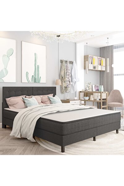 Concept Κρεβάτι Continental, σκούρο γκρι, 160 x 200 cm, ύφασμα