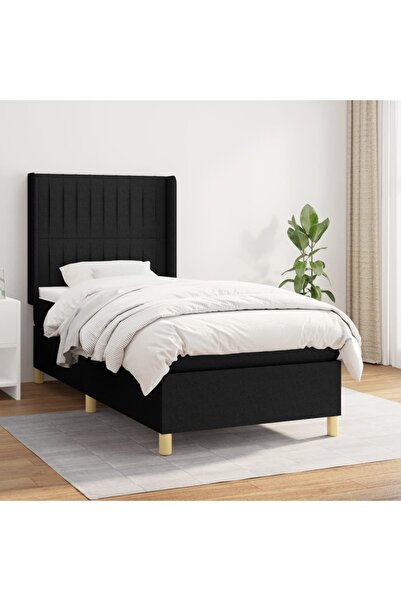 Concept Pat box spring cu saltea, negru, 80x200 cm, textil
