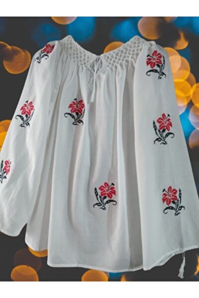 OEM Women's blouse, style ie, computer-made floral embroidery, hand-finished