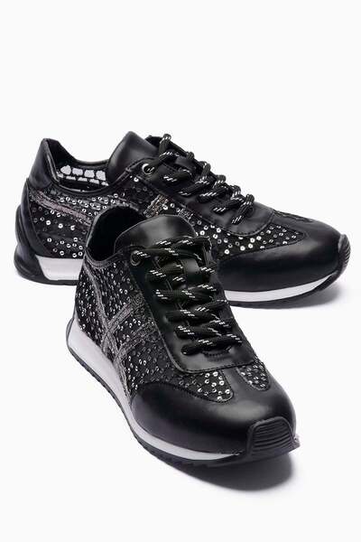 Mubiano حذاء رياضي نسائي حذاء رياضي مزين بالترتر وتفاصيل شبكية لامعة للاستخدا...