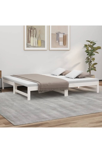 Concept Επεκτεινόμενο ανάκλιντρο, λευκό, 2x(90x190) εκ., μασίφ ξύλο πεύκου