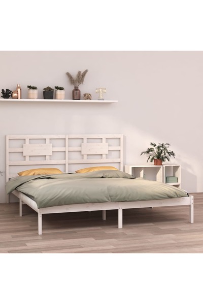 Concept Cadru de pat Super King 6FT, alb, 180x200 cm, lemn masiv