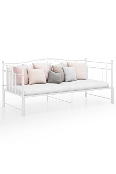 Concept Cadru pat canapea extensibilă, alb, 90x200 cm, metal