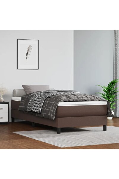 Concept Cadru de pat box spring, maro, 80x200 cm, piele ecologică