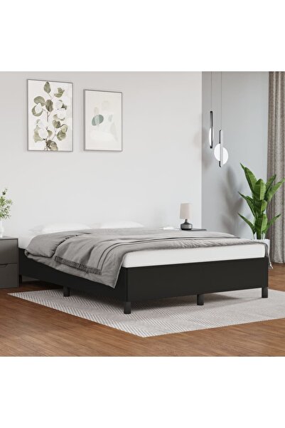 Concept Σκελετός κρεβατιού, μαύρο, 140x190 cm, οικολογικό Δερμάτινο