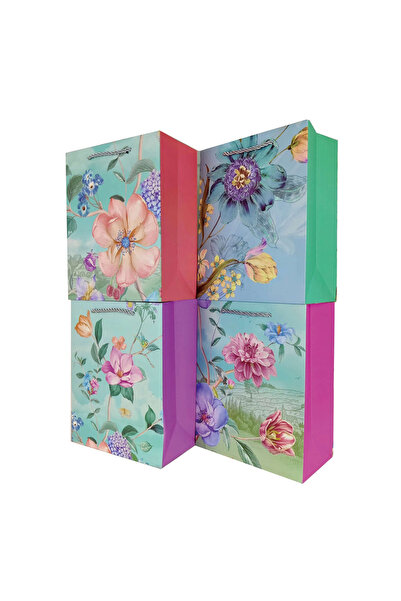 Mirific Party Set de 4 pungi cadou multicolore, 40x30x12 cm, model floral
