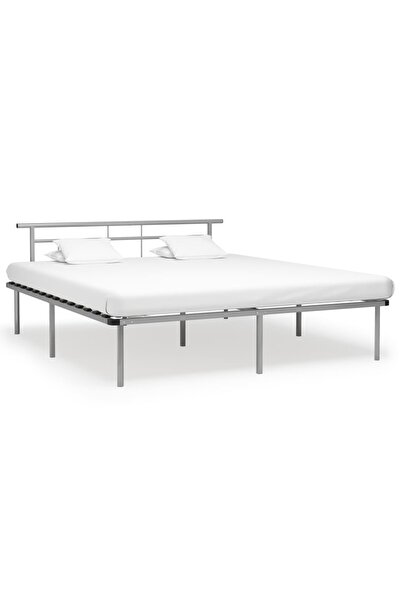 Concept Σκελετός κρεβατιού, γκρι, 200 x 200 εκ., μεταλλικός