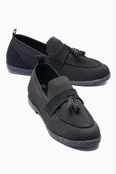 Mubiano Tricotaje de damă loafers piele întoarsă Detaliat cu ciucuri ușor Pan...