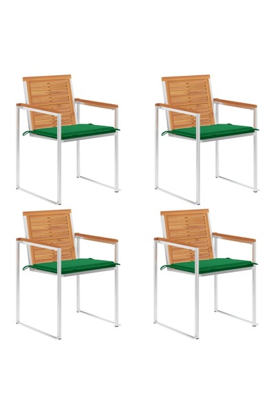 Concept Καρέκλες κήπου με μαξιλάρια, 4 τεμ., από μασίφ ξύλο ακακίας