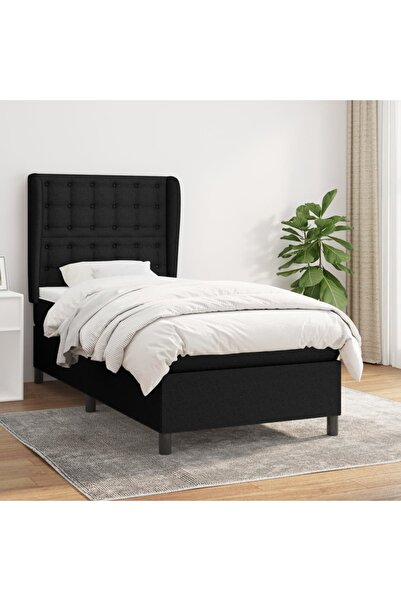 Concept Pat box spring cu saltea, negru, 90x200 cm, textil