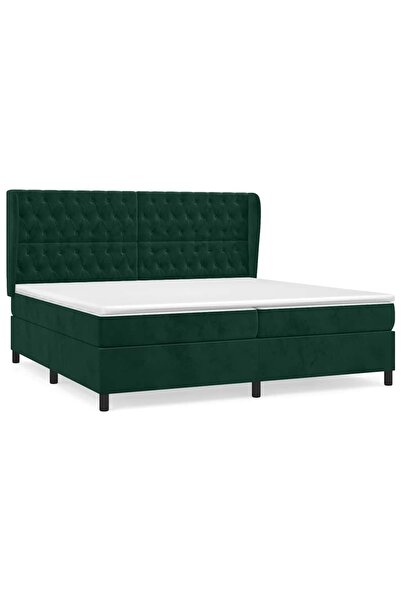 Syfax Pat box spring cu saltea, verde inchis, 200x200 cm, catifea