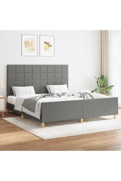 Concept Cadru de pat cu tăblie, gri închis, 160x200 cm, textil