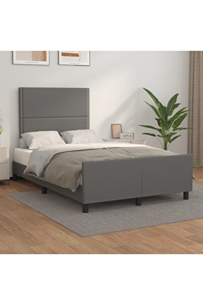 Concept Σκελετός κρεβατιού με κεφαλάρι, γκρι, 120x200 cm, οικολογικό Δερμάτινο