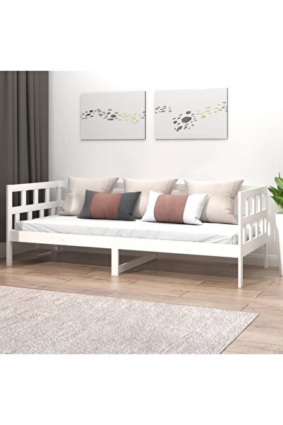 Concept Pat de zi, alb, 90x200 cm, lemn masiv de pin