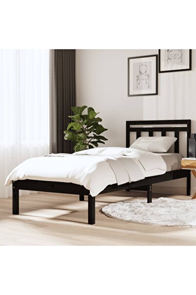 Concept Cadru de pat, negru, 100x200 cm, lemn masiv de pin