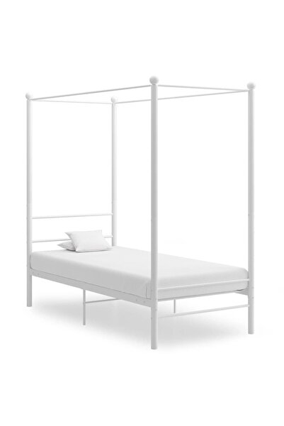 Concept Canopy bed frame, white, 100x200 cm, metal