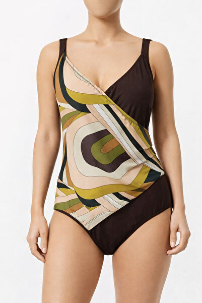 RAPAPA Costum de baie cu model asimetric maro -0294-3010