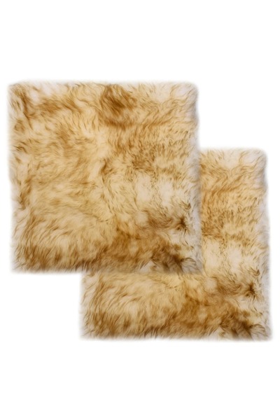 Concept Pernuțe scaun 2 buc, maro melanj 40x40 cm, piele oaie naturală