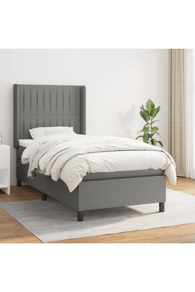 Concept Pat box spring cu saltea, gri închis, 90x190 cm, textil