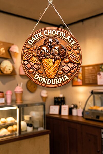 Nod Dark Chocolate Ice Cream Visual Wooden Stringed Door Wall Ornament Modern...