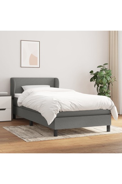 Concept Pat box spring cu saltea, gri închis, 100x200 cm, textil