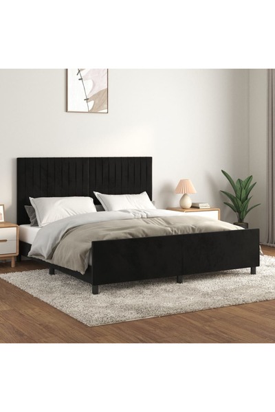 Concept Σκελετός κρεβατιού με κεφαλάρι, μαύρο, 160x200 cm, Βελούδο