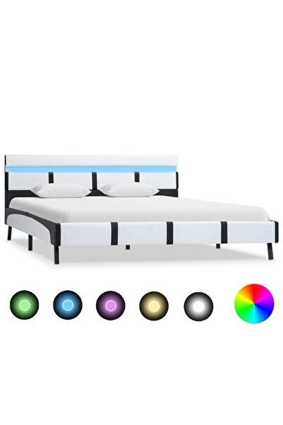 Concept Σκελετός κρεβατιού LED, λευκό, 120 x 200 cm, οικολογικό Δερμάτινο