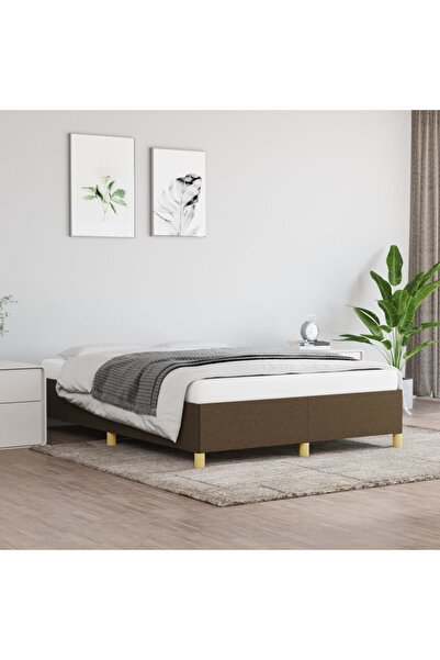 Concept Cadru de pat, maro închis, 140x200 cm, material textil