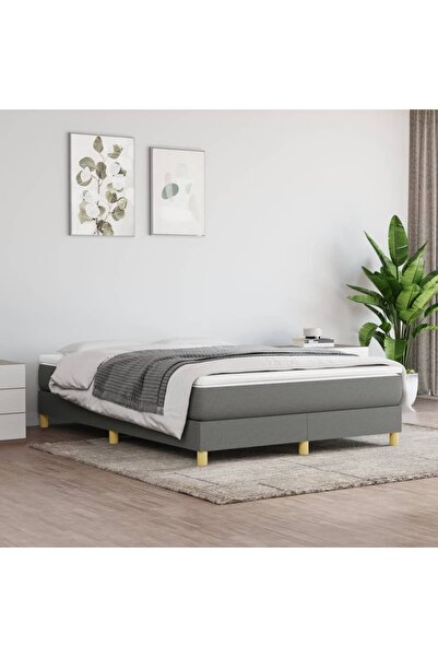 Concept Pat box spring cu saltea, gri închis, 140x200 cm, textil