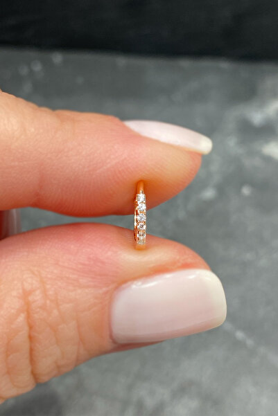 La femme by begum Yarım Tur Taşlı Mini Rose Gümüş Halka Piercing,helix,tragus...