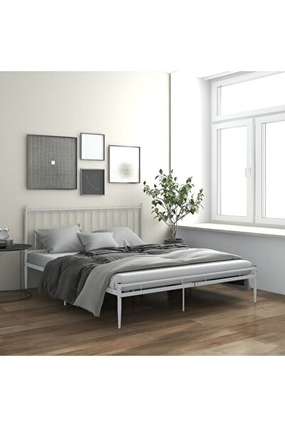 Concept Cadru de pat, alb, 200x200 cm, metal