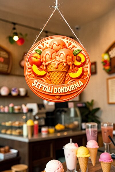 Nod Ornament de perete pentru ușă cu șnur din lemn, cu imagine de înghețată d...