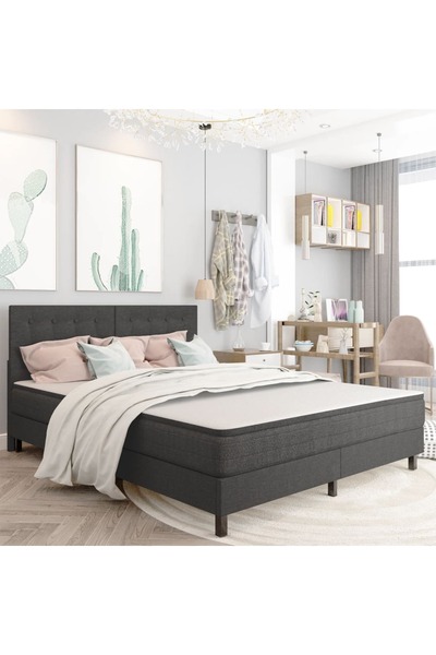 Concept Pat continental, gri închis, 160 x 200 cm, material textil