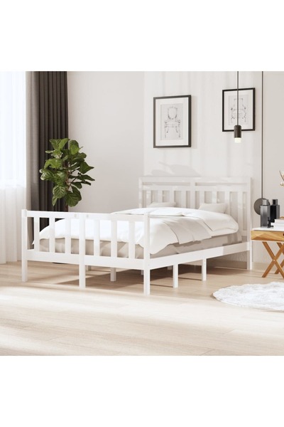 Concept Σκελετός Διπλό κρεβατιού 4FT6, λευκό, 135x190 cm, μασίφ ξύλο