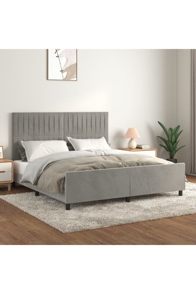 Concept Cadru de pat cu tăblie, gri deschis, 160x200 cm, catifea