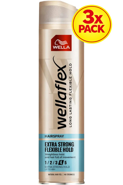 wellaflex 3x PACK Invisible Hold Hairspray with extra strong hold, Hold 4/5, ...