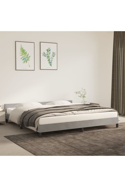 Concept Cadru de pat cu tăblie, gri deschis, 200x200 cm, catifea