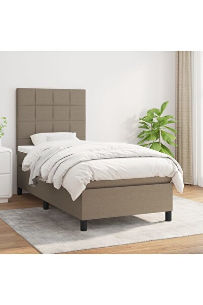 Concept Pat box spring cu saltea, gri taupe, 100x200 cm, textil