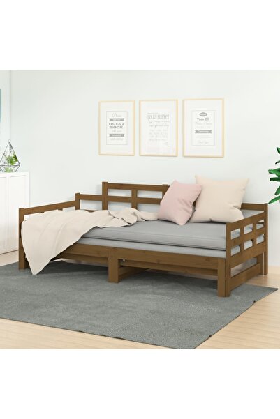 Concept Επεκτεινόμενο ανάκλιντρο, καφέ μελί, 2x(90x200) εκ., μασίφ ξύλο πεύκου