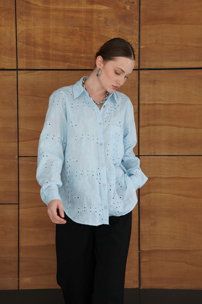 BLACKPERA brodat broderie perforată Cămașă brodată G ghipură D țesut