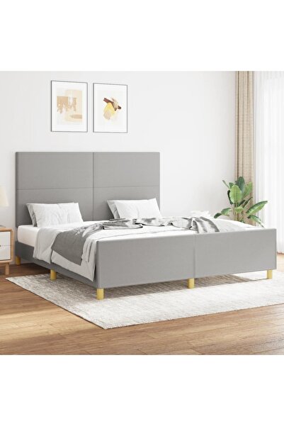 Concept Cadru de pat cu tăblie, gri deschis, 160x200 cm, textil