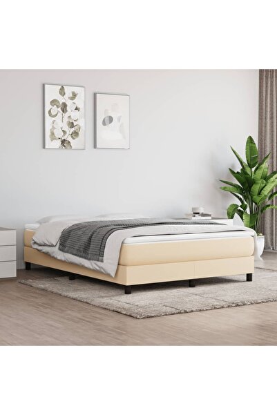 Concept Pat box spring cu saltea, crem, 160x200 cm, material textil