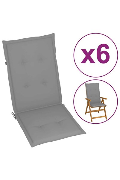 Concept Μαξιλάρια καρέκλας κήπου, 6 τεμ., γκρι, 120 x 50 x 3 εκ.