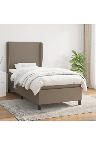 Concept Pat box spring cu saltea, gri taupe, 100x200 cm, textil