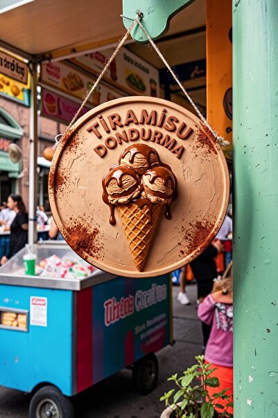 Nod Ornament de perete pentru ușă cu șnur din lemn, cu imagine de înghețată T...